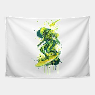 Alien Surfer Splash - Extraterrestrial Wave Rider Tapestry