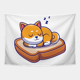 cut cat sleeping on bread Tapestry