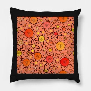 Flower Suns Warm on Dark PeachRepeat 5748 Pillow