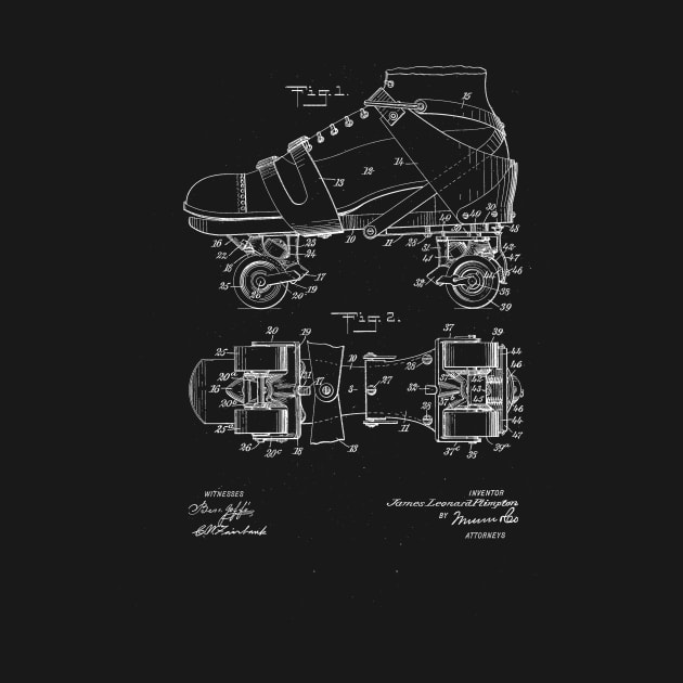 Roller Skate Vintage Patent Drawing by TheYoungDesigns