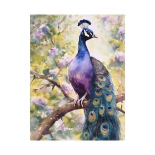 Pretty Purple Peacock Perched T-Shirt