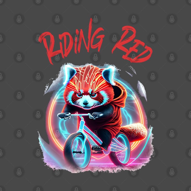 Red Panda Riding A Bike Riding Red by Cautionary Creativity