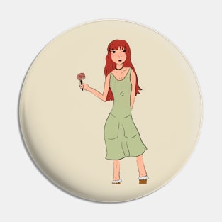 Green Dress Girl Pin