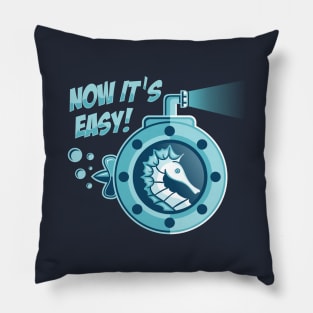 Sea Horse in Submarine illustration Pillow