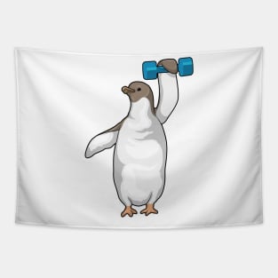 Penguin Fitness Dumbbell Tapestry