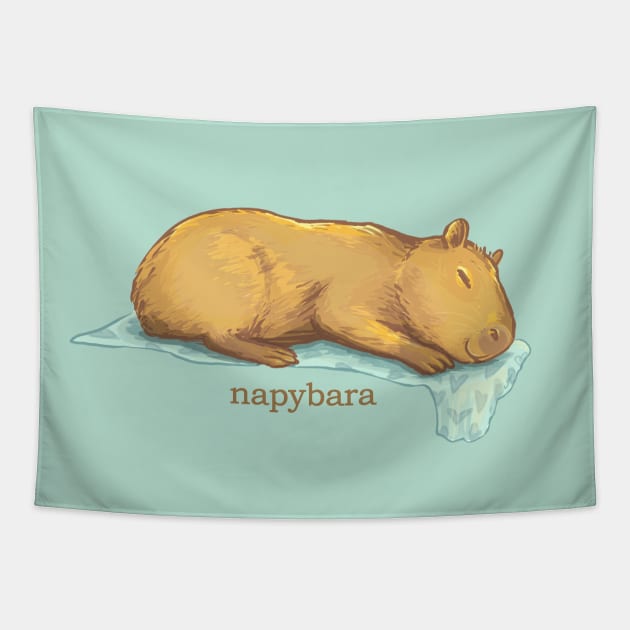 Sleepy Capybara Tapestry by ElephantShoe