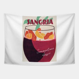 Sangria Retro Poster Big Bowl Bar Prints, Vintage Drinks, Recipe, Wall Art Tapestry