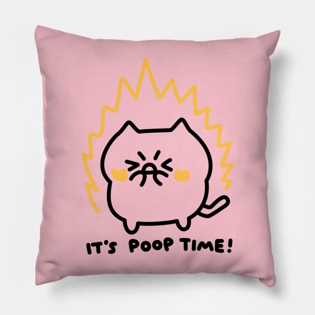 It's poop time cat Pillow by Robot Dance Battle