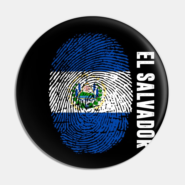 El Salvador Flag Fingerprint My Story DNA Salvadorian Pin by Your Culture & Merch