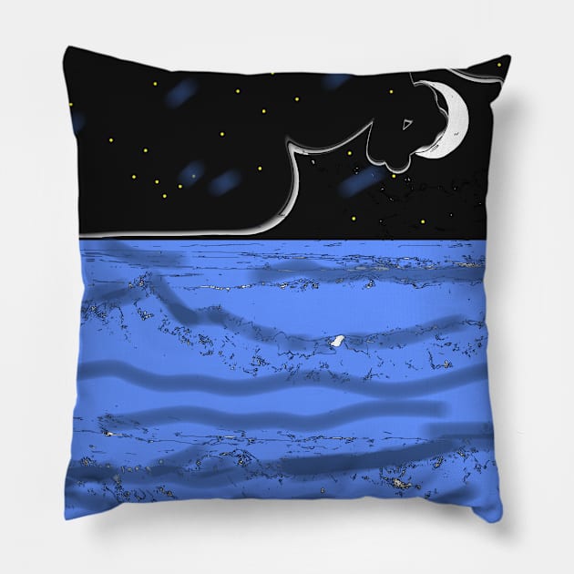 Ocean in The night Pillow by DigitaFix