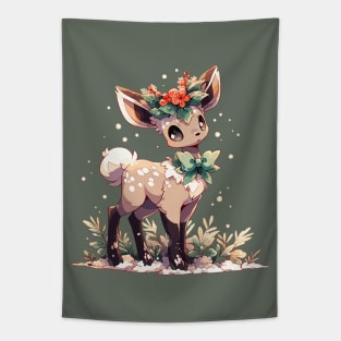 Pretty fawn under the mistletoe Tapestry