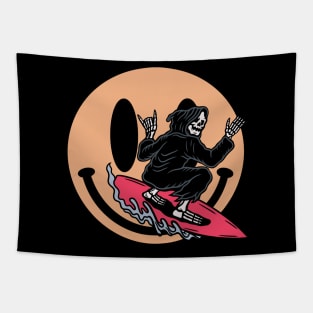 Surfing and skull Tapestry