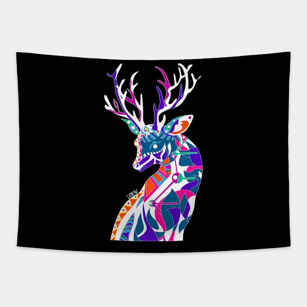 black dear Reindeer ecopop cute mexican pattern of the wild art Tapestry by jorge_lebeau