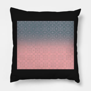 Teal and pink gradient w.metallic pattern Pillow