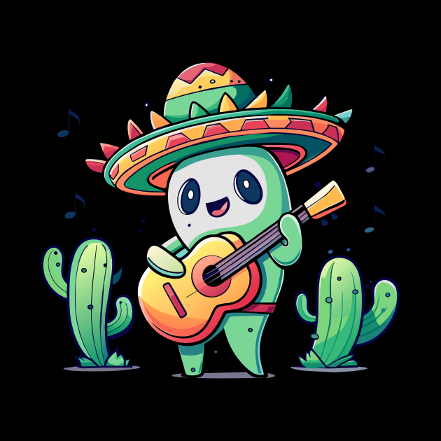 cute cactus playing guitar by Shapwac12