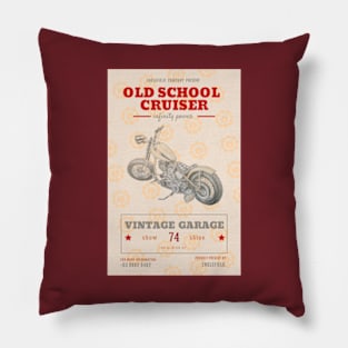 Cruiser Garage Old School Motorbike Pillow