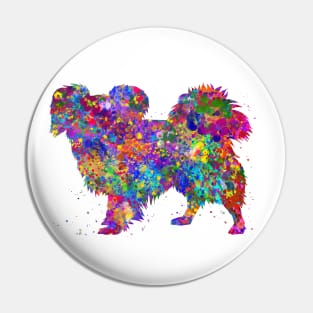 Papillon dog watercolor Pin