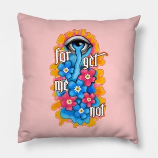 Forget me not the eye crying flowers (pink background ) Pillow