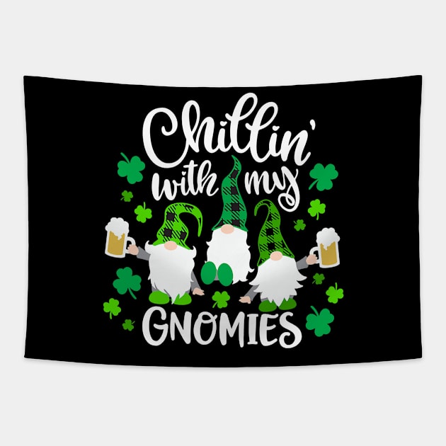 Chillin With My Gnomies Buffalo Plaid Saint Patrick Day Gift T-Shirt Tapestry by waterbrookpanders