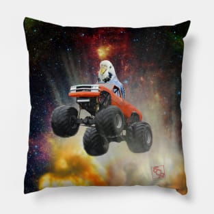 Its an Explosive Jumping Monster Truck With Parakeet Driving! Pillow