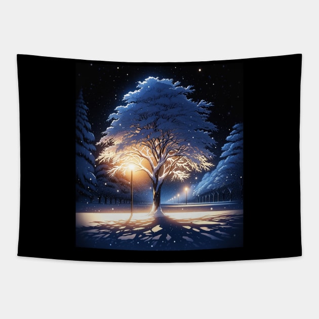 Snowy Night Tapestry by InnerMirrorExpressions