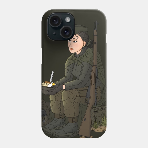 soviet girl with mosin nagant rifle. Phone Case by JJadx