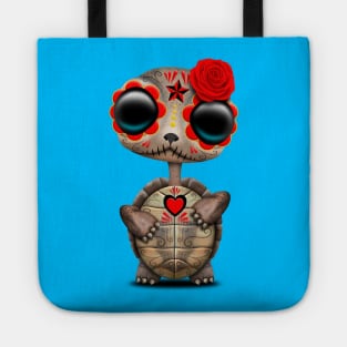 Red Day of the Dead Sugar Skull Baby Turtle Tote