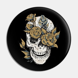 Skull and Roses Pin