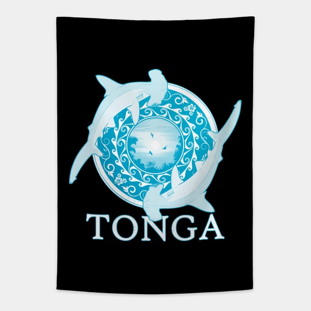 Hammerhead Sharks Tonga Pride Tapestry by NicGrayTees