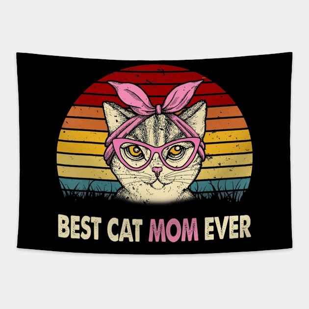 Vintage Best Cat Mom Ever T Shirt Cat Mama Mother Gift Women Tapestry by LiFilimon