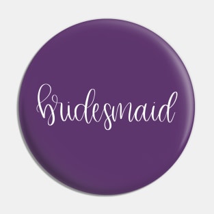 Bridesmaid White on Purple - Script Bridal Party Pin