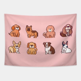 Cute Dogs Pixel Art Design Tapestry