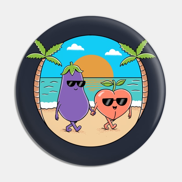 Eggplant and Peach Vacation Pin by coffeeman