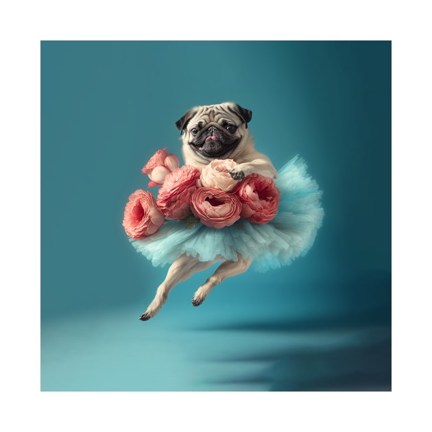 Pug Dog Dancing Ballerina TuTu by candiscamera