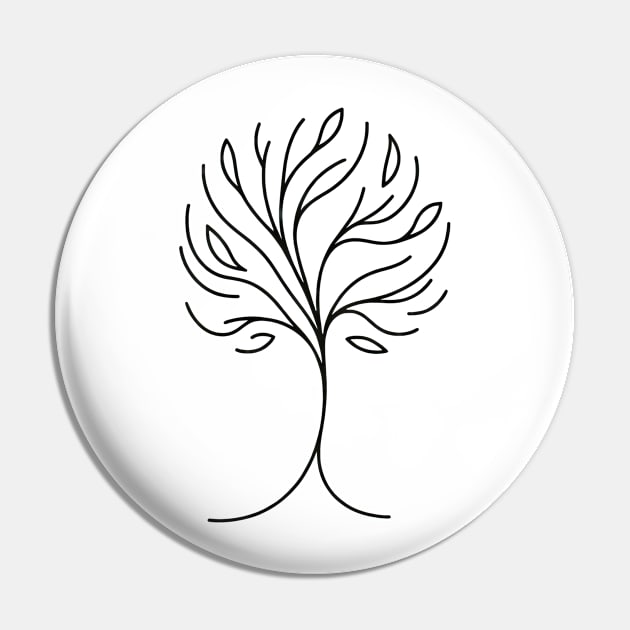 Elegance in Simplicity: Minimalist Tree Line Art Pin by DefineWear