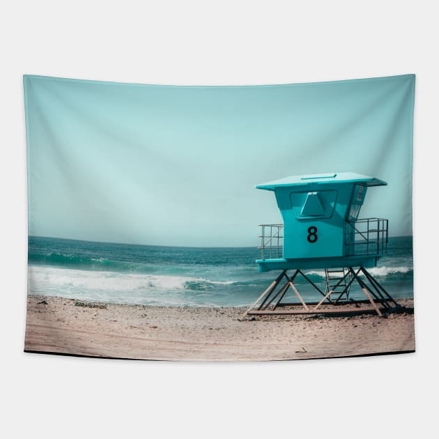 Oceanside California Lifeguard Tower Photo V3 Tapestry by Family journey with God