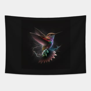 Psychedelic Hummingbird and Lightning Tapestry