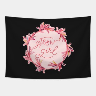 Grow Girl - positive motivational quote in seashel pink Tapestry