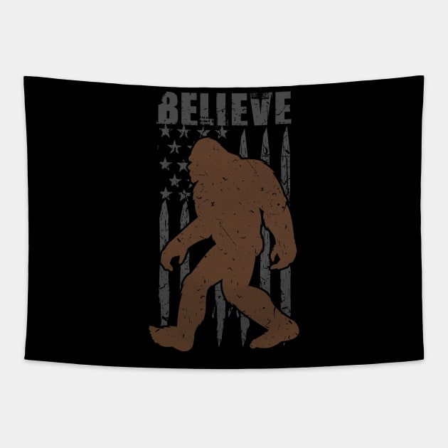 Bigfoot American Flag Tapestry by Tesszero