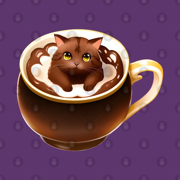 Chocolate Cat in a Tea Cup by SDAIUser