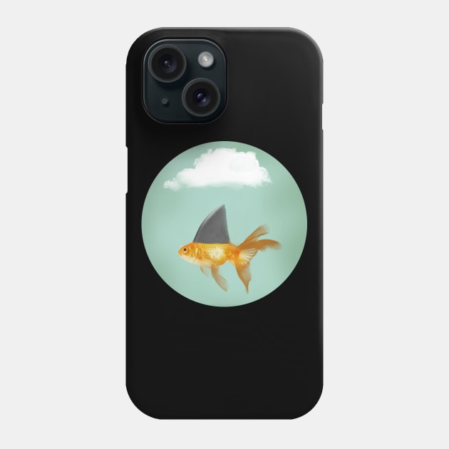 Goldfish Under a Cloud with a Shark Fin Phone Case by Vin Zzep