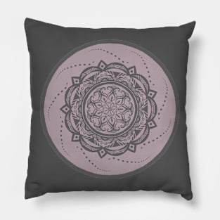 Swirl Pink and Gray Mandala Pillow