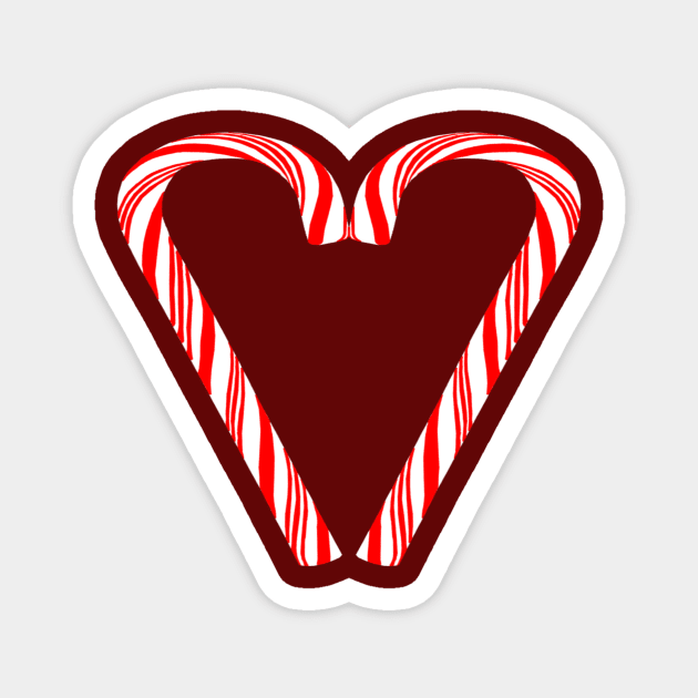 Peppermint Christmas Candy Cane Heart Magnet by Art by Deborah Camp