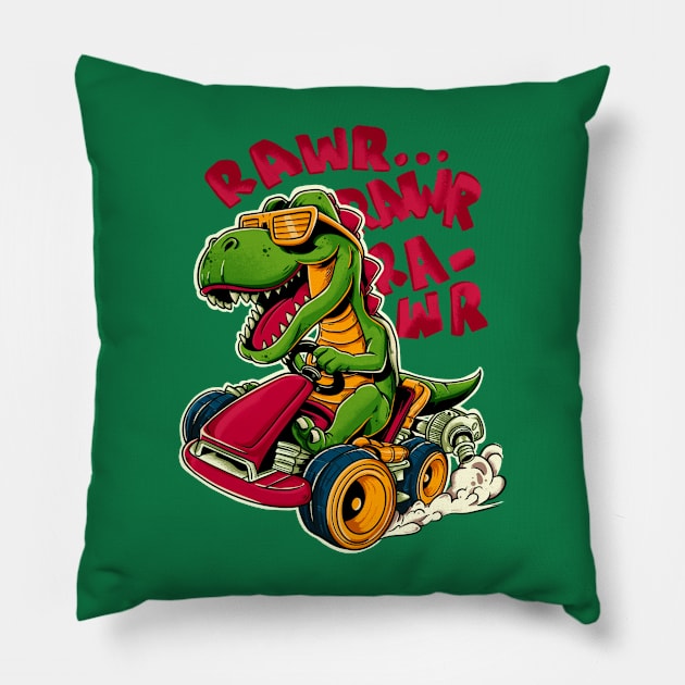 Dino Kart Rawr Pillow by alluslang