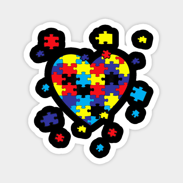 Autism Awareness T Shirt Cute Puzzle Heart Women, Kids, Men Magnet by woodsqhn1