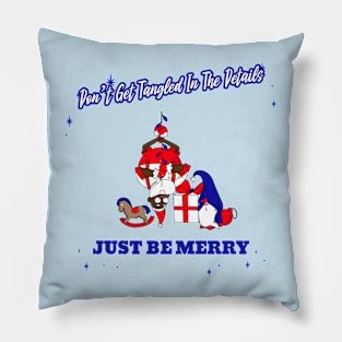 “Don’t Get Tangled In The Details— Just Be Merry” Upside Down Black Santa With Facepalming Pillow