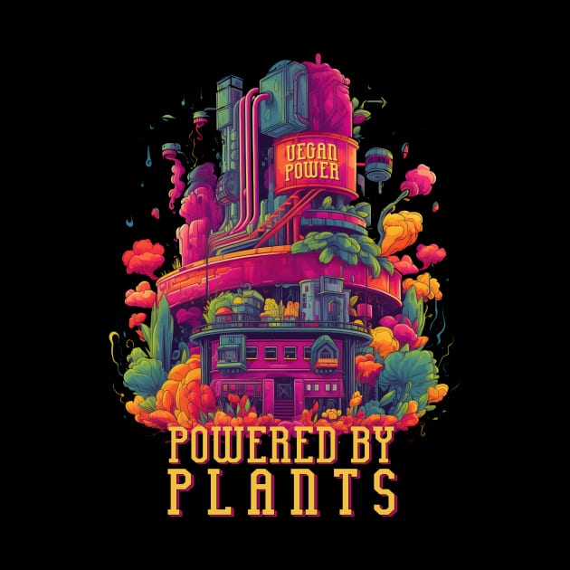 Powered By Plants - Synthwave Style Vegetable Power Plant by emmjott