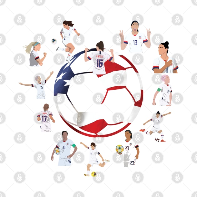 USWNT Heart USA Flag Soccer Ball by Hevding
