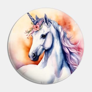 Watercolor fantasy unicorn with flowers Pin