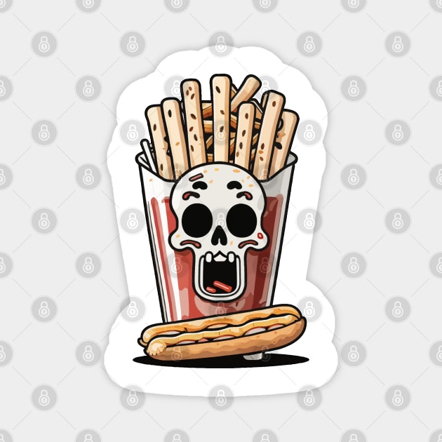 Fries, skull, and hotdog Magnet by DeathAnarchy